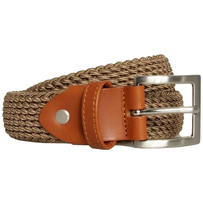 72SMALLDIVE 30mm Viscose Leather Trim Belt in Sand Brown Front Image 01