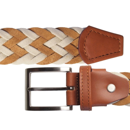 72SMALLDIVE 34mm Braided Suede & Cotton Braided Belt in Mustard & White Flatlay Image 02