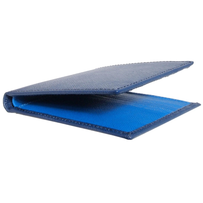 72 SMALLDIVE Bi-Colored Navy-Sky Saffiano Leather Billfold 8 Card Slots Image 3