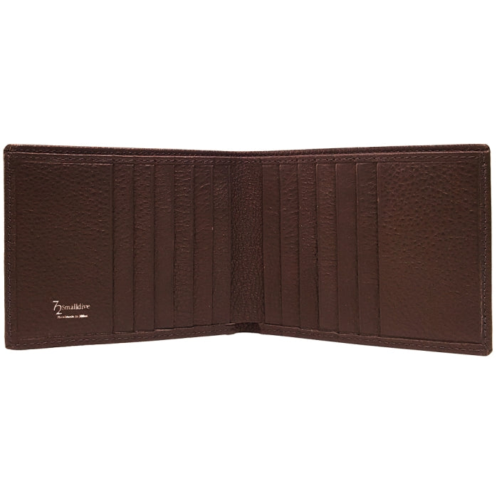72 SMALLDIVE Brown Textured Leather Billfold 12 Card Slots