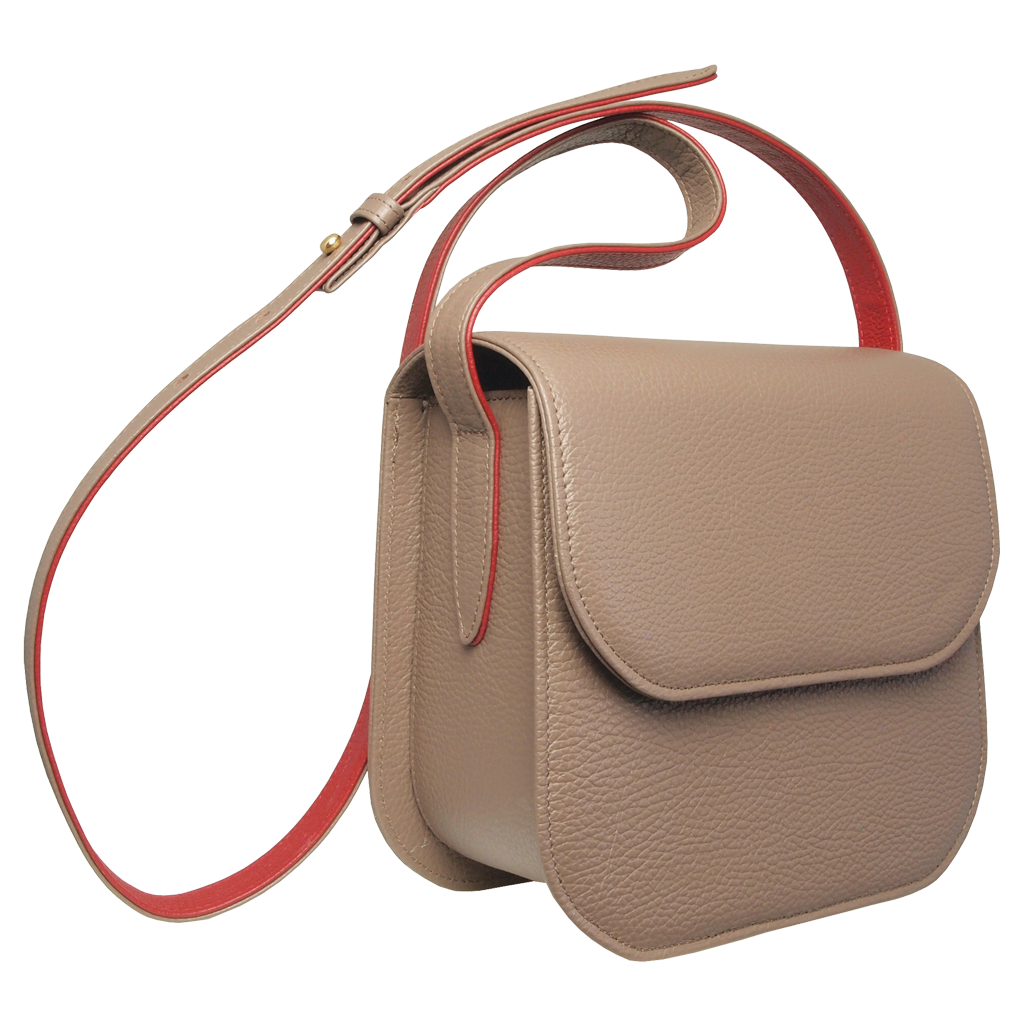Midi Crossbody Handbag Taupe-Red