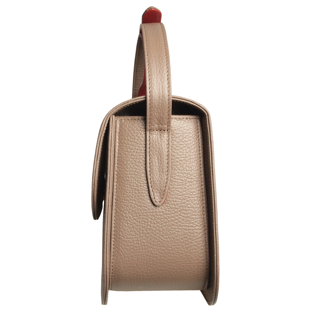 Midi Crossbody Handbag Taupe-Red