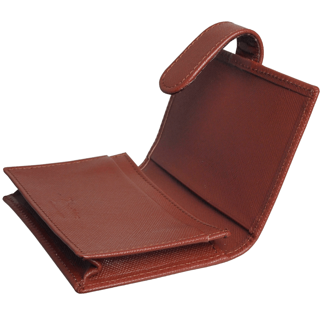 Saffiano Business Card Case Brown