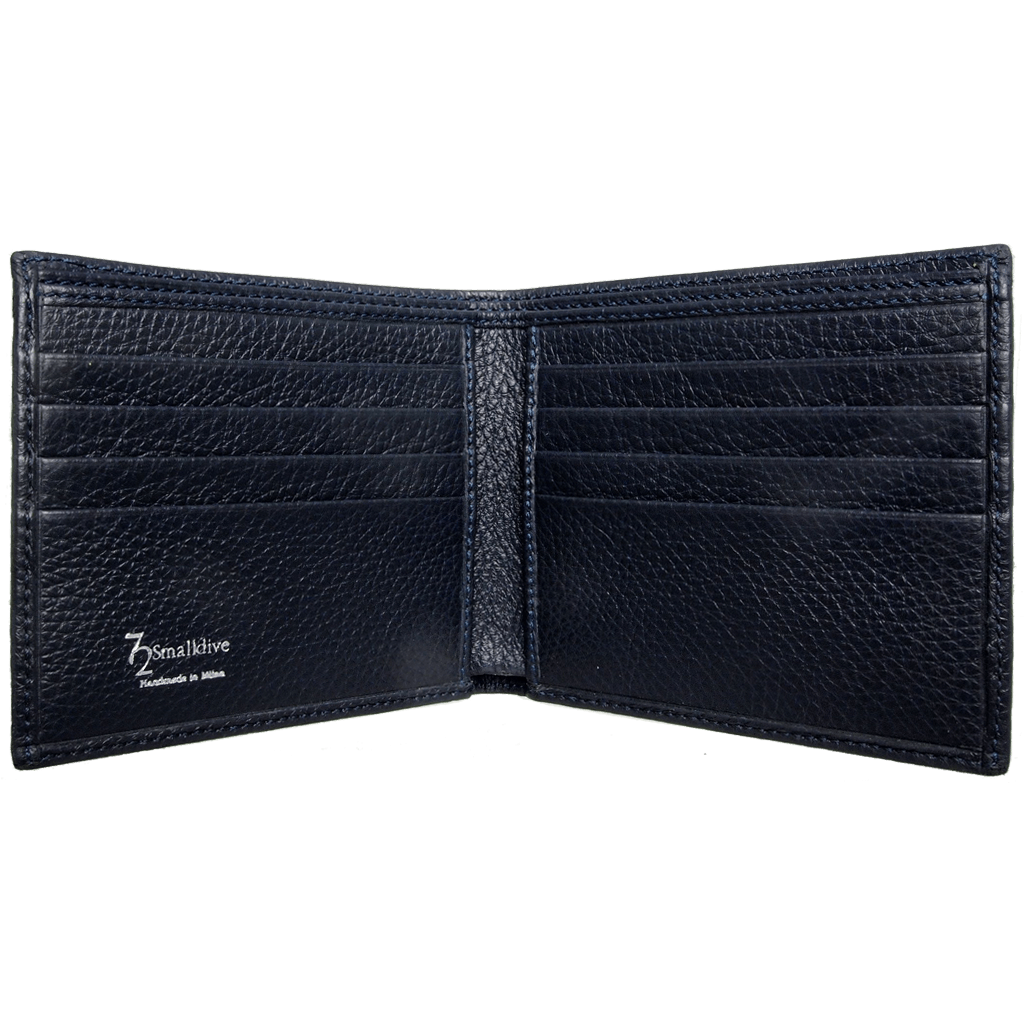 8 Credit Card Small Pebbled Leather Billfold Black