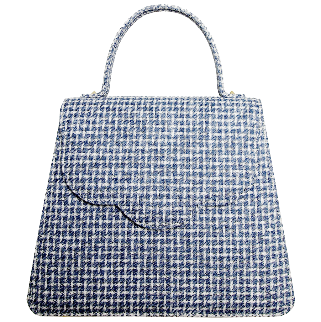 72 Smalldive Minis & Pouches Top Handle Eco Wool Fabric Handbag Blue.