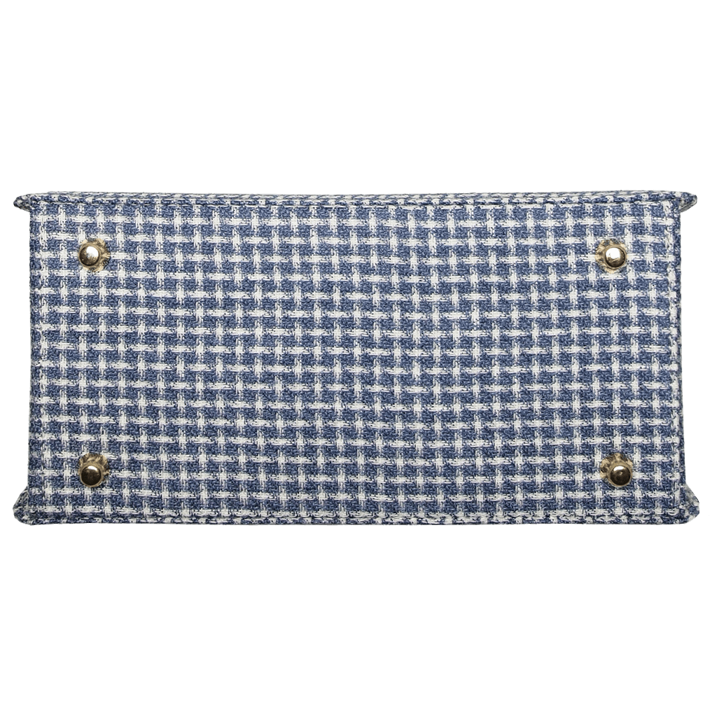 Top Handle Eco Wool Fabric Handbag Blue