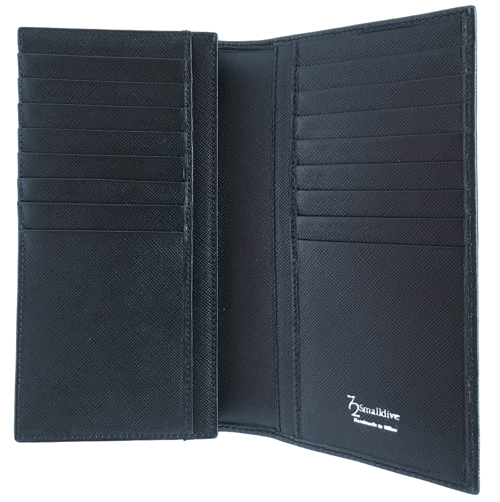 16 Credit Cards Saffiano Long Envelope Wallet Black