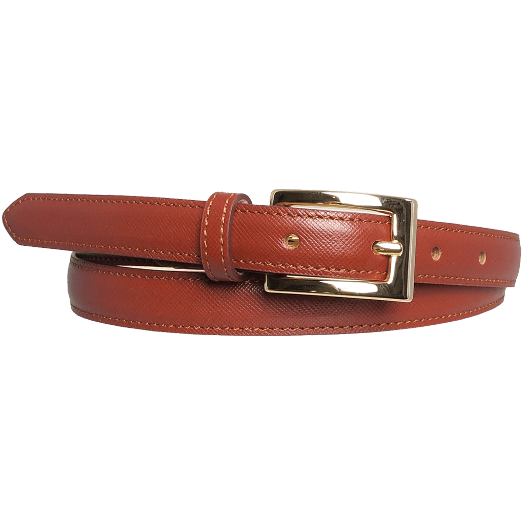 20 mm Saffiano Leather Belt Brown