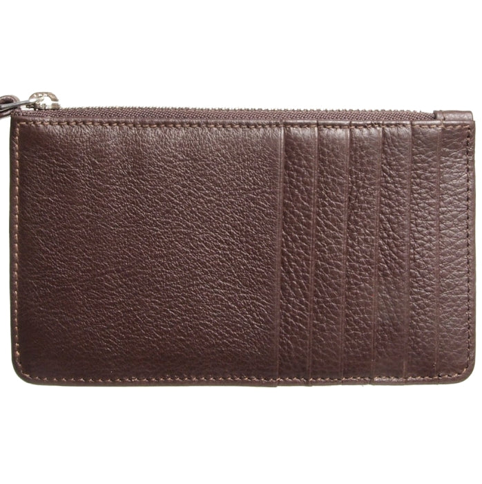 72 SMALLDIVE Brown Textured Leather Zip Card Wallet With 6 Card Sleeves Image 2