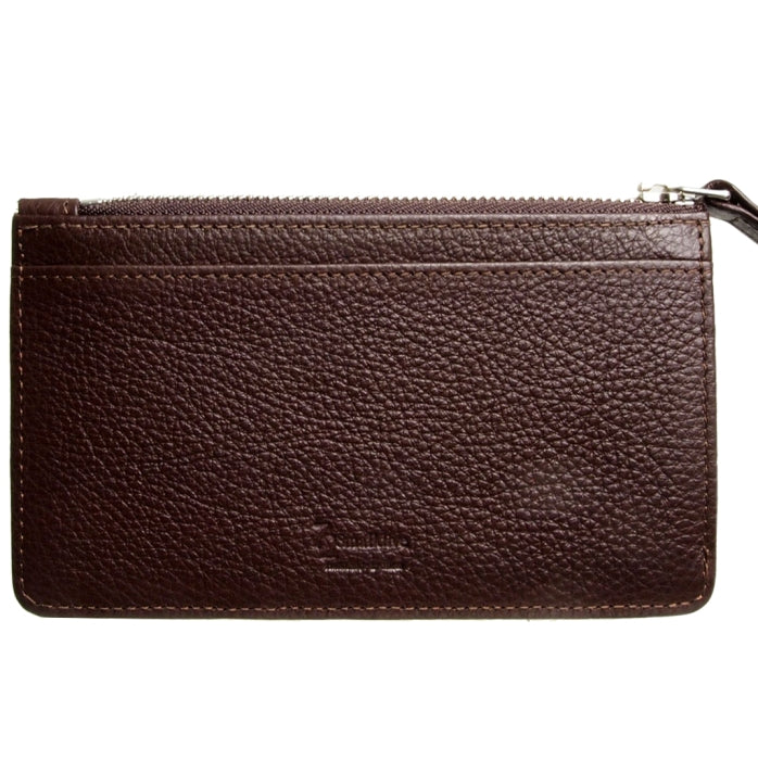 72 SMALLDIVE Brown Textured Leather Zip Card Wallet With 6 Card Sleeves Image 1