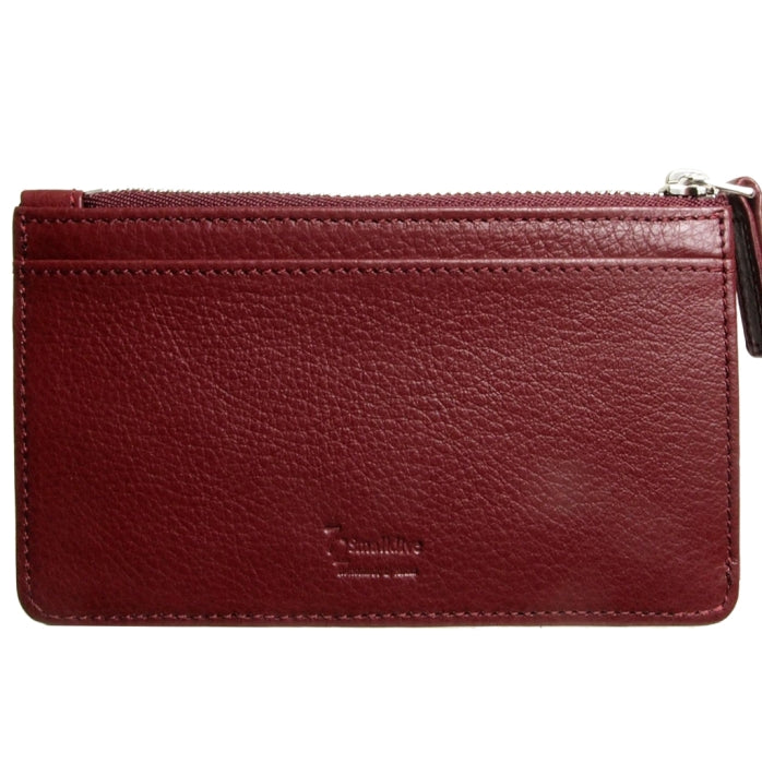 72 SMALLDIVE Bordeaux Textured Leather Zip Card Wallet With 6 Card Sleeves Image 1