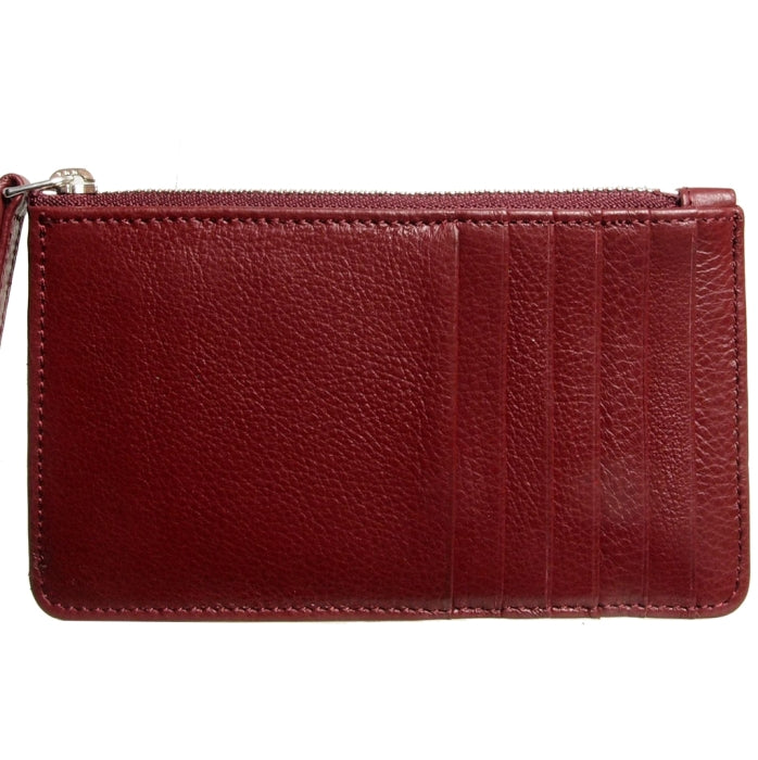 72 SMALLDIVE Bordeaux Textured Leather Zip Card Wallet With 6 Card Sleeves Image 2