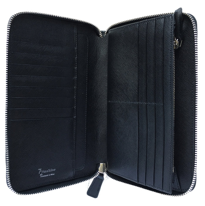72 SMALLDIVE Black Saffiano Leather Travel Zip Wallet With 16 Card Sleeves Image 2