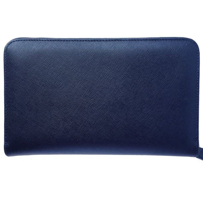 72 SMALLDIVE Navy Saffiano Leather Travel Zip Wallet With 16 Card Sleeves Image 1