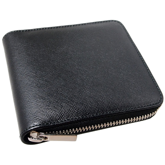 72 SMALLDIVE Black Saffiano Leather Zip Wallet With 4 Card Sleeves And Coin Pouch Image 3