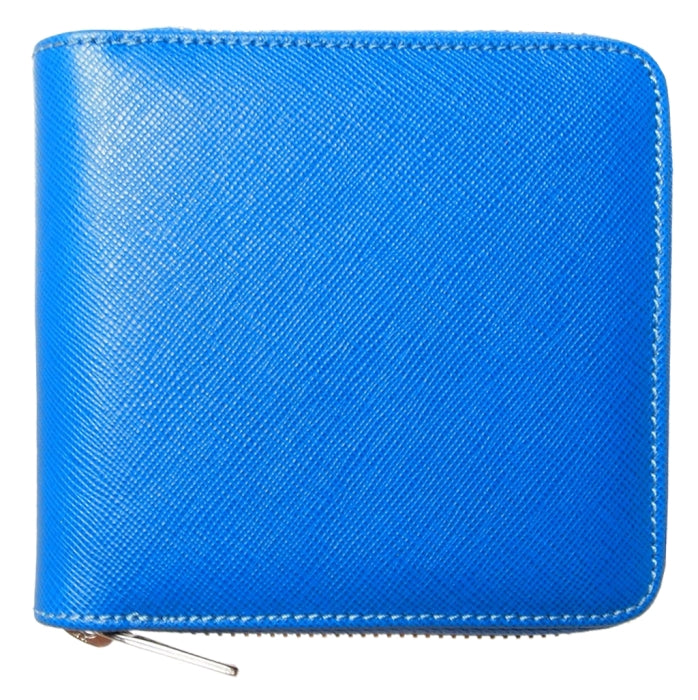 72 SMALLDIVE Sky Blue Saffiano Leather Zip Wallet With 4 Card Sleeves And Coin Pouch Image 1