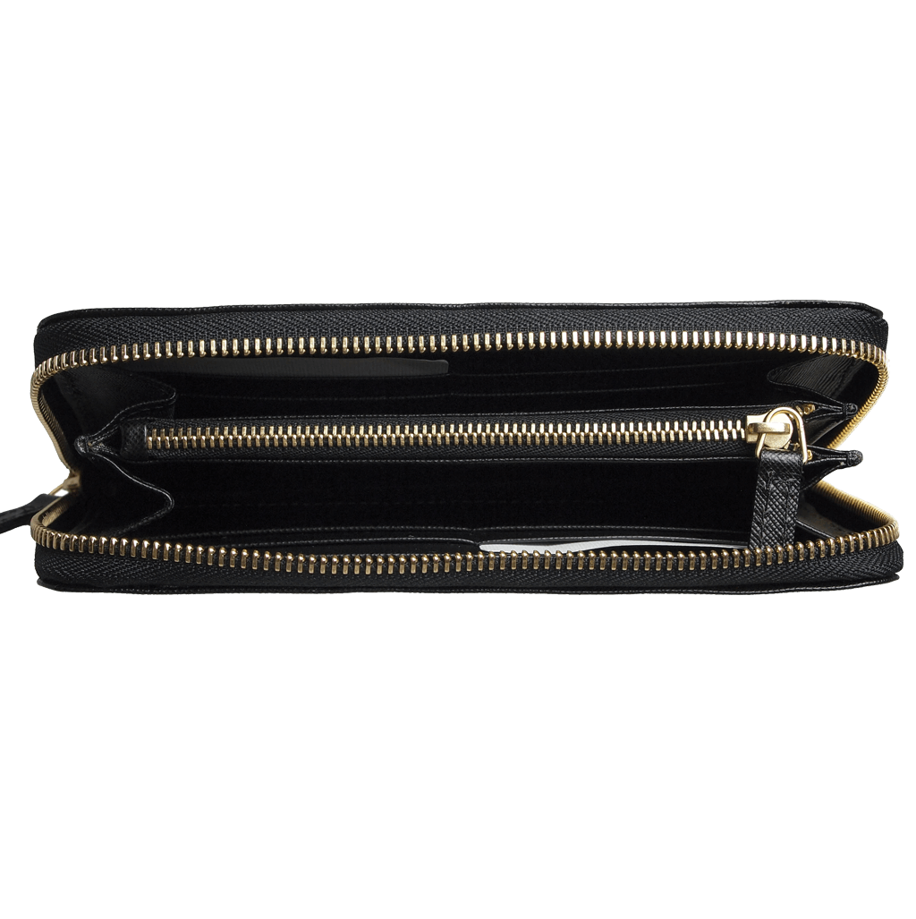 8 Credit Card Saffiano Zip Around Wallet Black