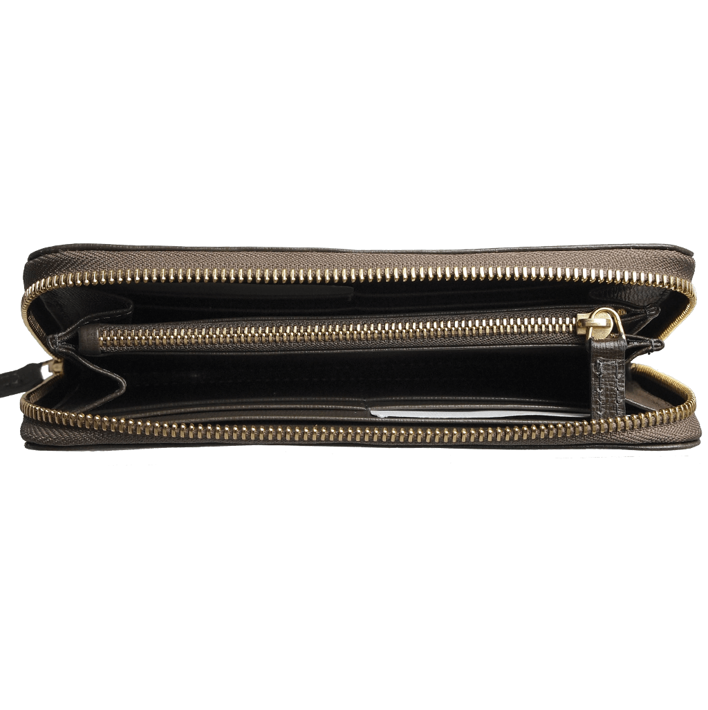 8 CC Saffiano Zip Around Wallet Olive