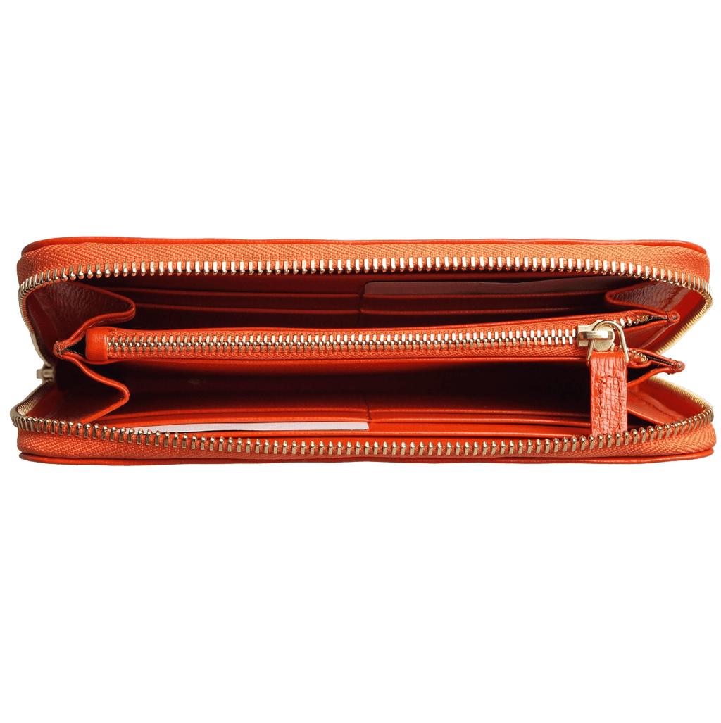 8 Credit Card Saffiano Zip Around Wallet Orange