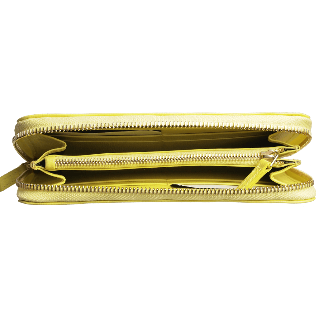 8 Credit Card Saffiano Zip Around Wallet Lemon