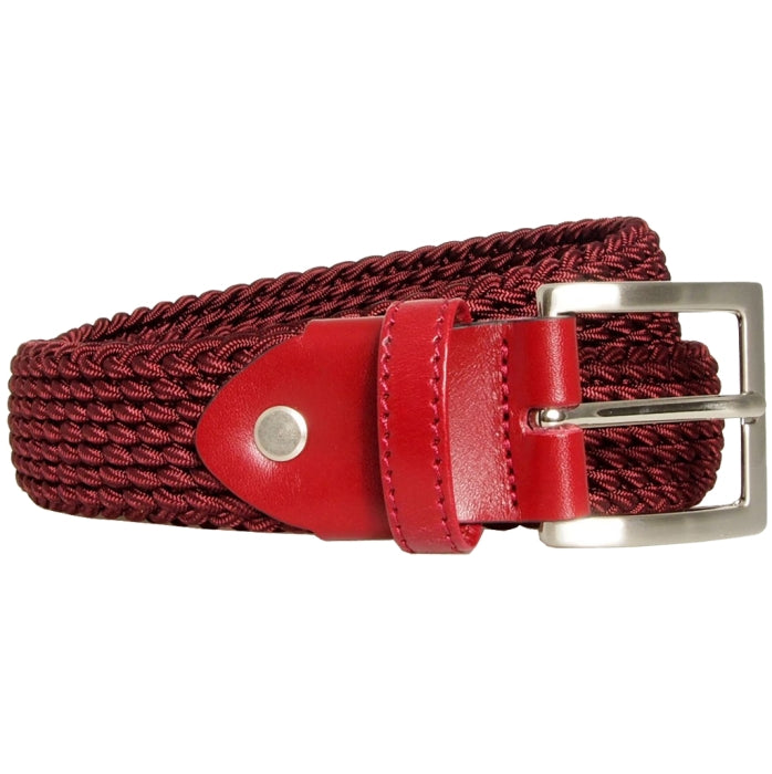 72SMALLDIVE 30mm Viscose Leather Trim Belt in Bordeaux Front Image 01
