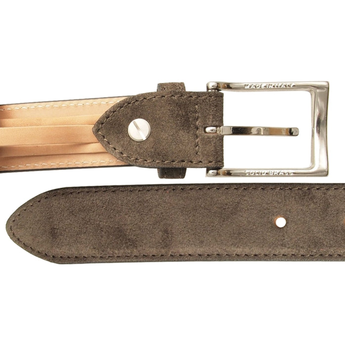 72SMALLDIVE 30mm Width Suede Leather Belt In Bison Brown Sizes S to XXXL Flat Lay Image 03