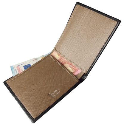 72 SMALLDIVE Black Saffiano Leather Slim Billfold 8 Card Slots Opened Wallet Showing Bank Notes Sleeves