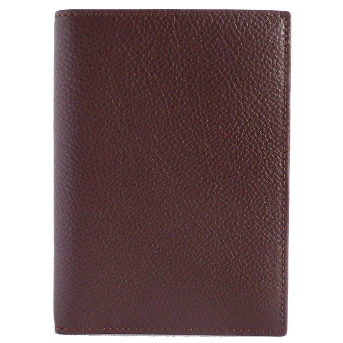8 Credit Card Pocket Pebbled Leather Billfold Brown