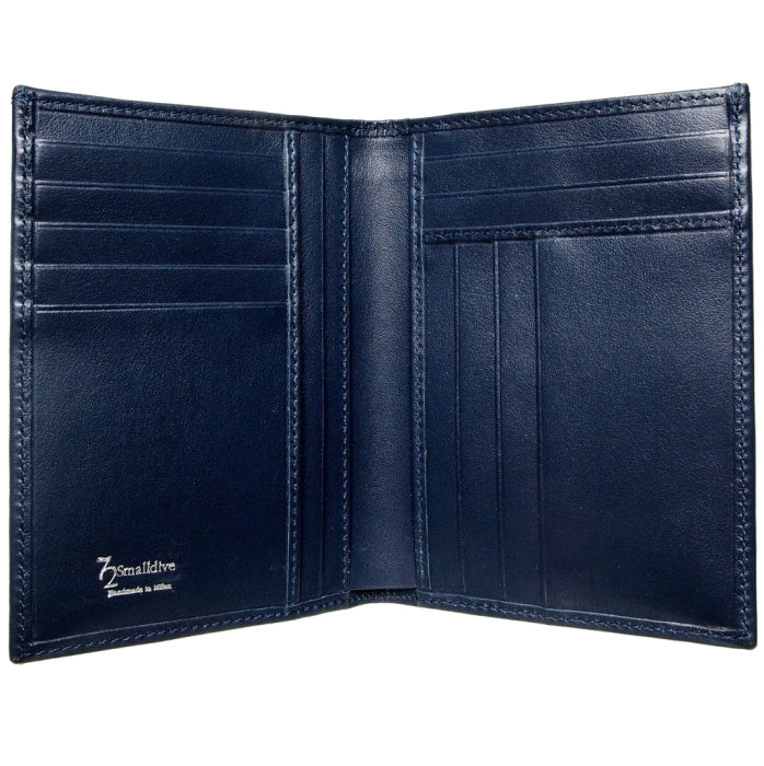 72 SMALLDIVE Navy Buffed Leather Pocket Billfold 11 Card Slots Image 02