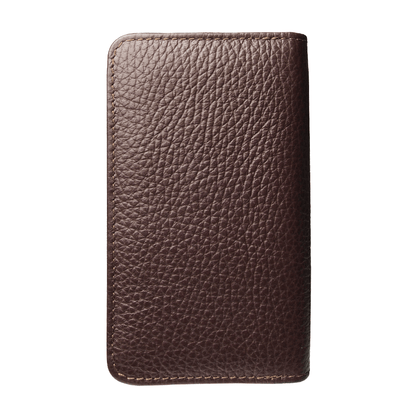 Dual-Zip Grained Leather Key Pouch Brown