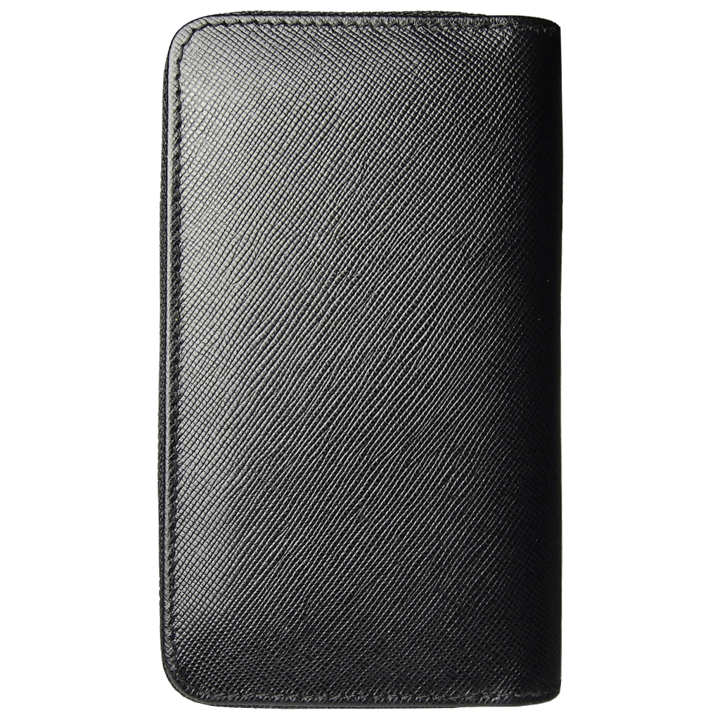 Dual-Zip Saffiano Leather Key Pouch Black