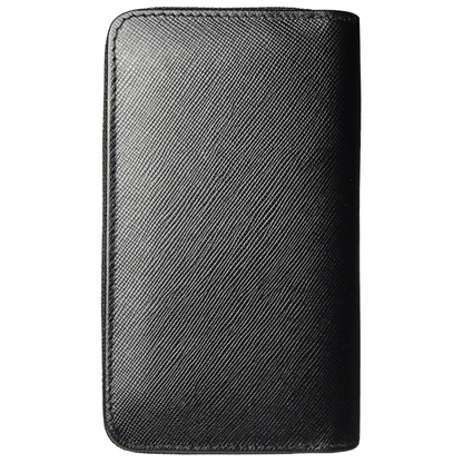 Dual-Zip Saffiano Leather Key Pouch Black