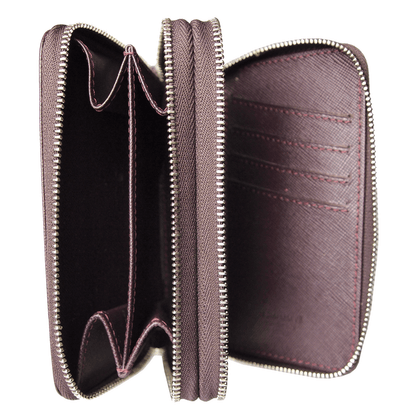 8 Credit Card Dual-Zip Saffiano Leather Wallet Amethyst