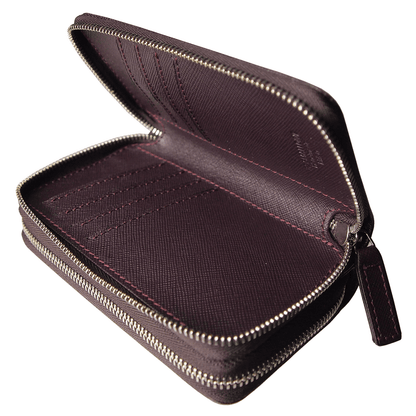 8 Credit Card Dual-Zip Saffiano Leather Wallet Amethyst