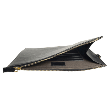 Opened View Of Black Textured Leather Folio 72 Smalldive