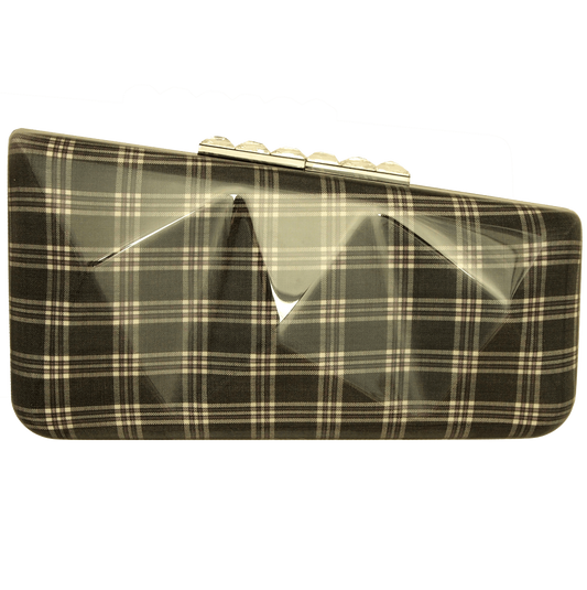 72 Smalldive Clutches Minaudière in Grey Glen Plaid.