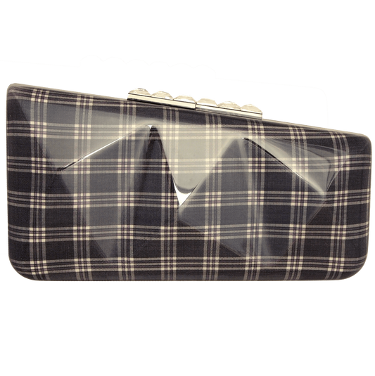 72 Smalldive Clutches Minaudière in Navy Glen Plaid.