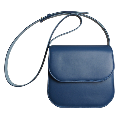 Ocean Blue Buffed Leather Crossbody Bag
