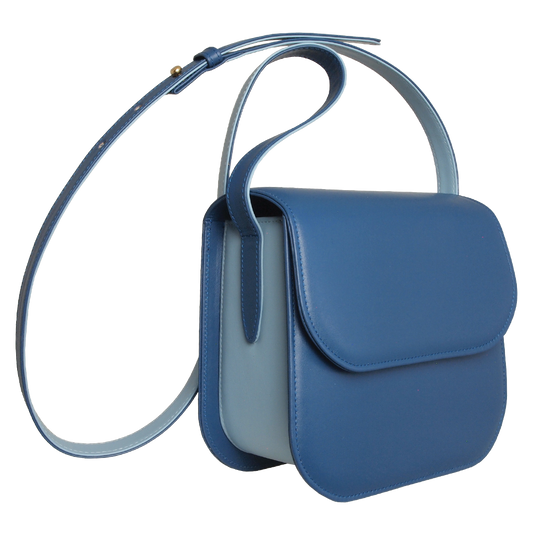 Ocean Blue Buffed Leather Crossbody Bag