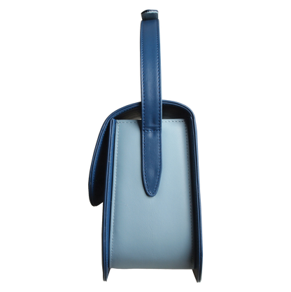Ocean Blue Buffed Leather Crossbody Bag