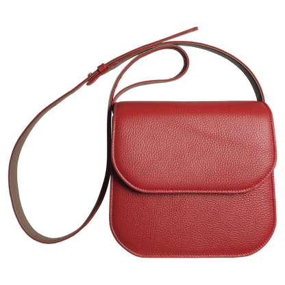 Red Textured Leather Crossbody Bag