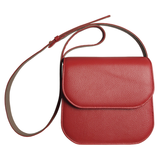 Red Textured Leather Crossbody Bag