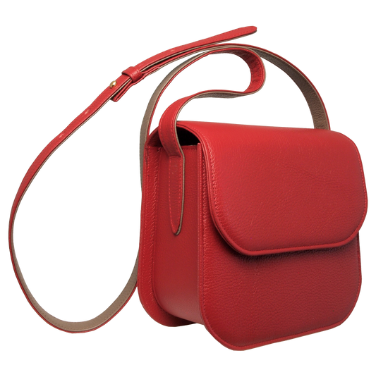 Red Textured Leather Crossbody Bag
