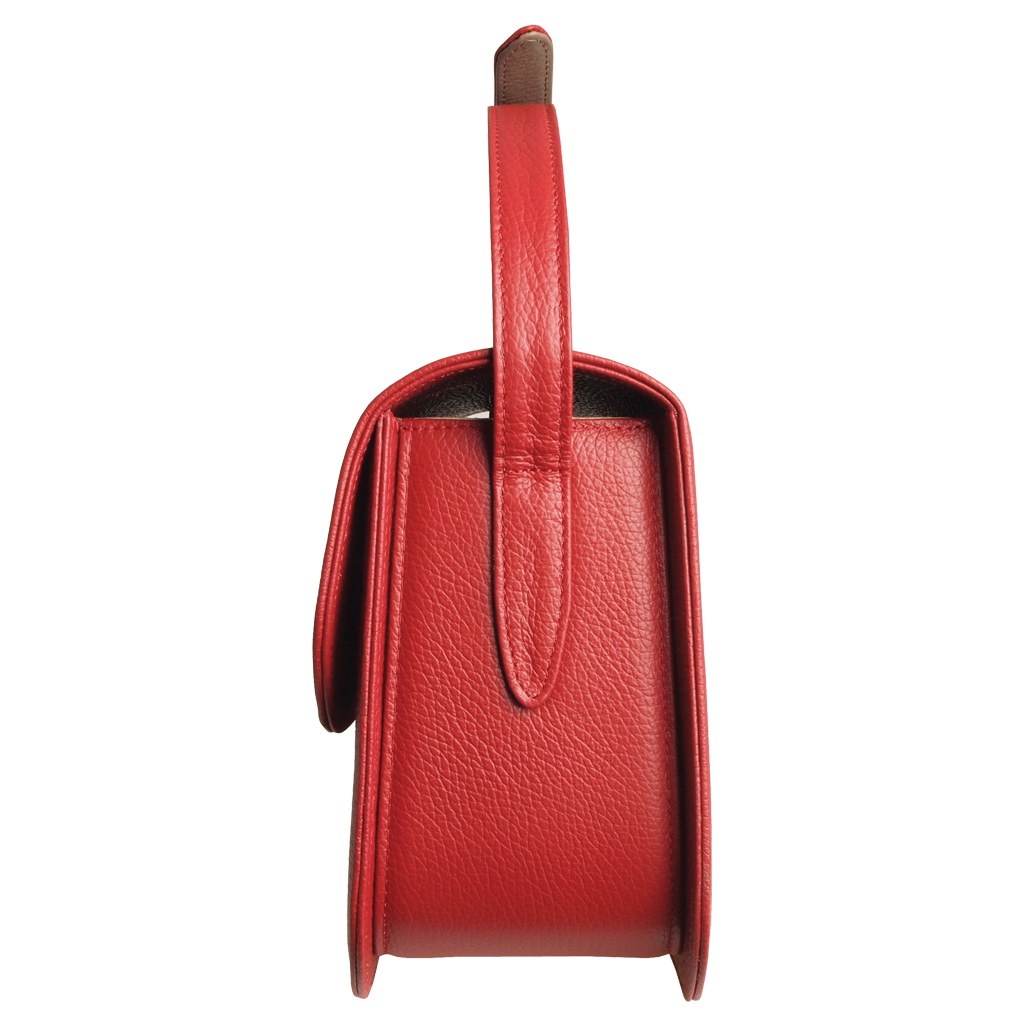 Red Textured Leather Crossbody Bag