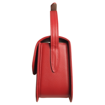 Red Textured Leather Crossbody Bag