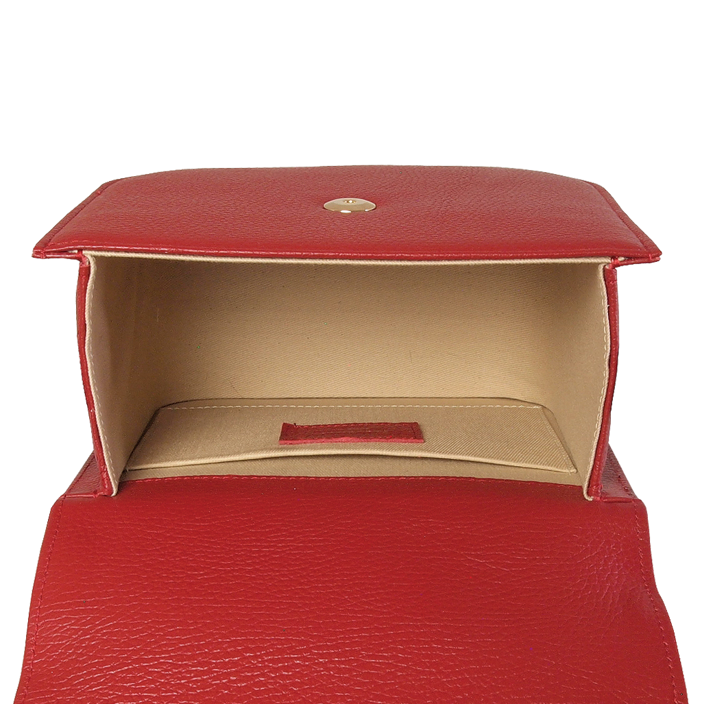 Red Textured Leather Crossbody Bag