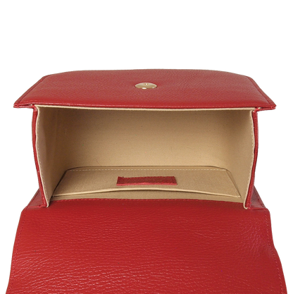 Red Textured Leather Crossbody Bag