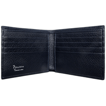 8 Credit Card Small Pebbled Leather Billfold Black