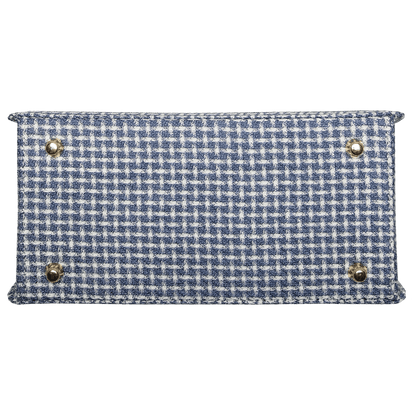 Top Handle Eco Wool Fabric Handbag Blue