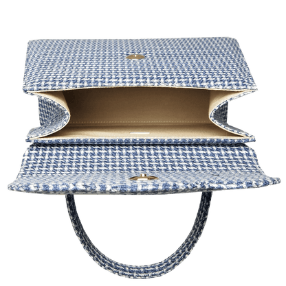Top Handle Eco Wool Fabric Handbag Blue